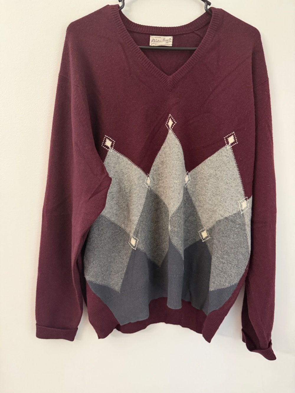 VTG R. Watson Hogg Men's Sweater Diamond Cashmere Knit'